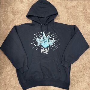 Vintage Y2K WEBN Frog Ice Snow Sweatshirt Hoodie Black